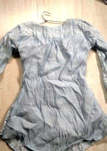 soft blue embroidery top