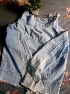 Stylish Pearl Embellished Denim Jacket