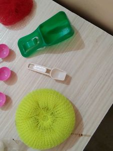 Combo Of Scrubbers And Plastic Spoons