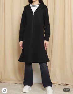Shein Black Long Zip-Up Hooded Jacket