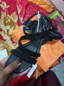 Sparkling Black Strappy Heels