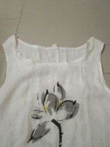 White Floral Sleeveless Top