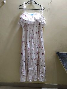 Cute White Floral Butterfly Ruffle Maxi Dress | Su