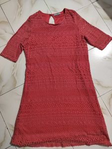 Coral Lace Sheath Dress
