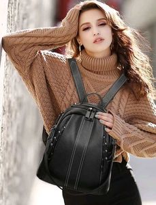 🎒🖤 Premium 8-Pocket Leather Backpack ✨