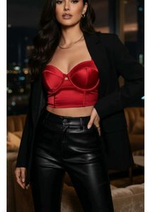 Red Satin Corset Top