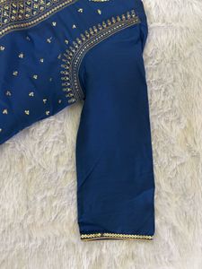 Elegant Blue Kurta with Gold Embroidery
