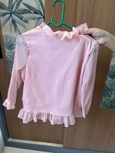 Ruffled Pink Polka Dot Top