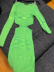 Bright Green Cut-Out Knit Dress