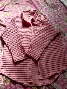 Pink Textured Collared Shirt