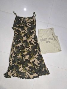 Camo Print Dress &amp; Baby Girl Top