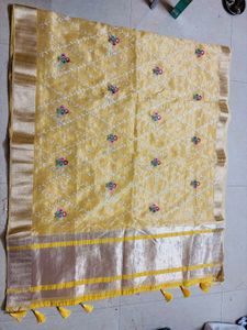 Elegant Yellow Embroidered Saree with blouse