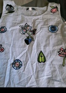 Blue Striped Girls Embroidered Tunic Dress 👗