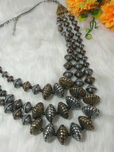 Antique oxidised jewellery unique neck set with lo