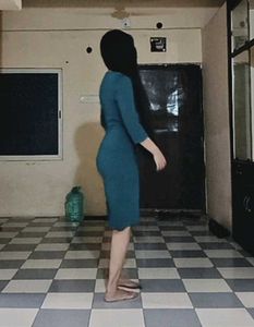 Teal 3/4 Sleeve Bodycon Dress