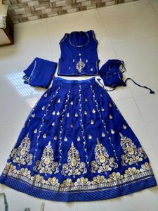 Royal Blue Embroidered rajputi Lehenga Ch