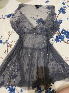 y2k beaded sheer dress