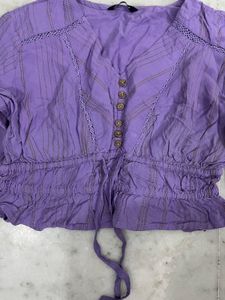 Purple Smocked Waist Blouse