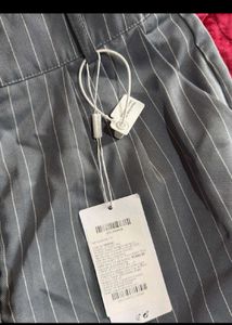 Striped High Waist Palazzo Pants with Belt