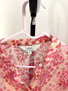 Flowy Pink Floral Button-Up Blouse