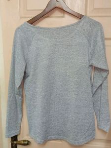 Glitter Embellished Grey Wollen  Full Sleeve Top