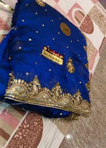 Royal Blue Embellished Saree