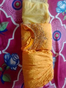 Orange Embroidered Kurta Set with Dupatta
