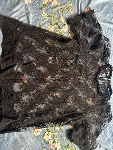 Sheer Lace Floral Print Blouse