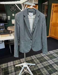H&M single-button fitted grey blazer
