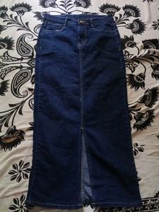 Maxi Denim Skirt with Slit