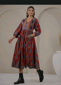 Bohemian Red Printed Midi Dress