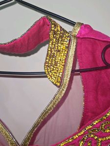 Wedding Lehenga Choli Pink N White Sider