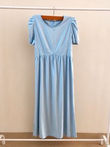 Light Blue Puff Sleeve Midi Dress