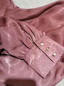 Rust Satin/ Velvettis Midi Dress