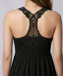 Black Ruffle Hem Midi Dress