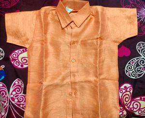 Cute Peach Kids Shirt and vastram set