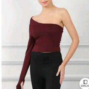 M size One-Shoulder Long-Sleeve gymwear  Top