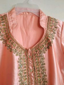 Peach Embroidered Kurta Set