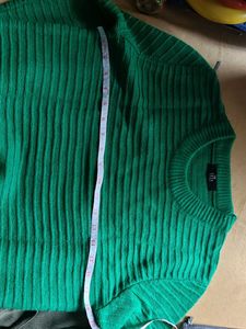 Imported Vibrant Green Textured Knit Sweater
