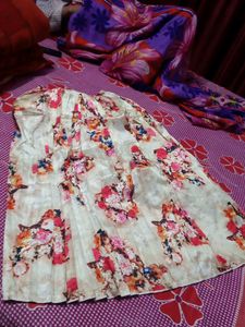Floral Print Pleated ethnic long skirt