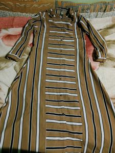 Stylish Striped Button-Up Midi Dress