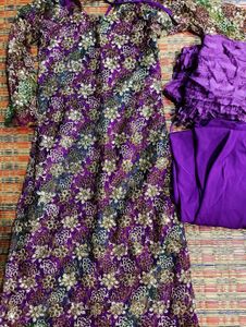 Beautiful Purple Embroidered Kurta Set