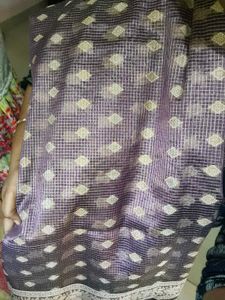 Elegant Purple Saree with Gold Motifs