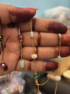 2 pair Beaded Gold Chain Necklace
