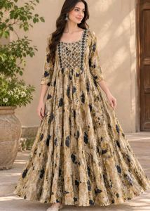 Elegant Printed Anarkali maxi dress