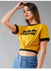 DOLCE CRUDO Mustard Yellow Crop Cotton 💛 Top