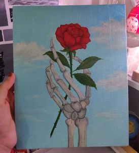 Skeleton Hand Holding Rose Painting🌹💀