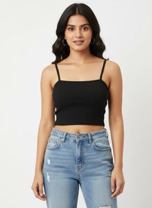 Black Spaghetti Strap Crop Top