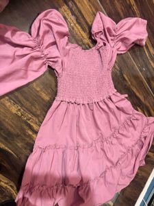 Pink Ruffled Mini Dress