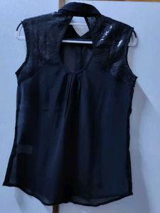 Black Sleeveless Sheer Top- 36 size